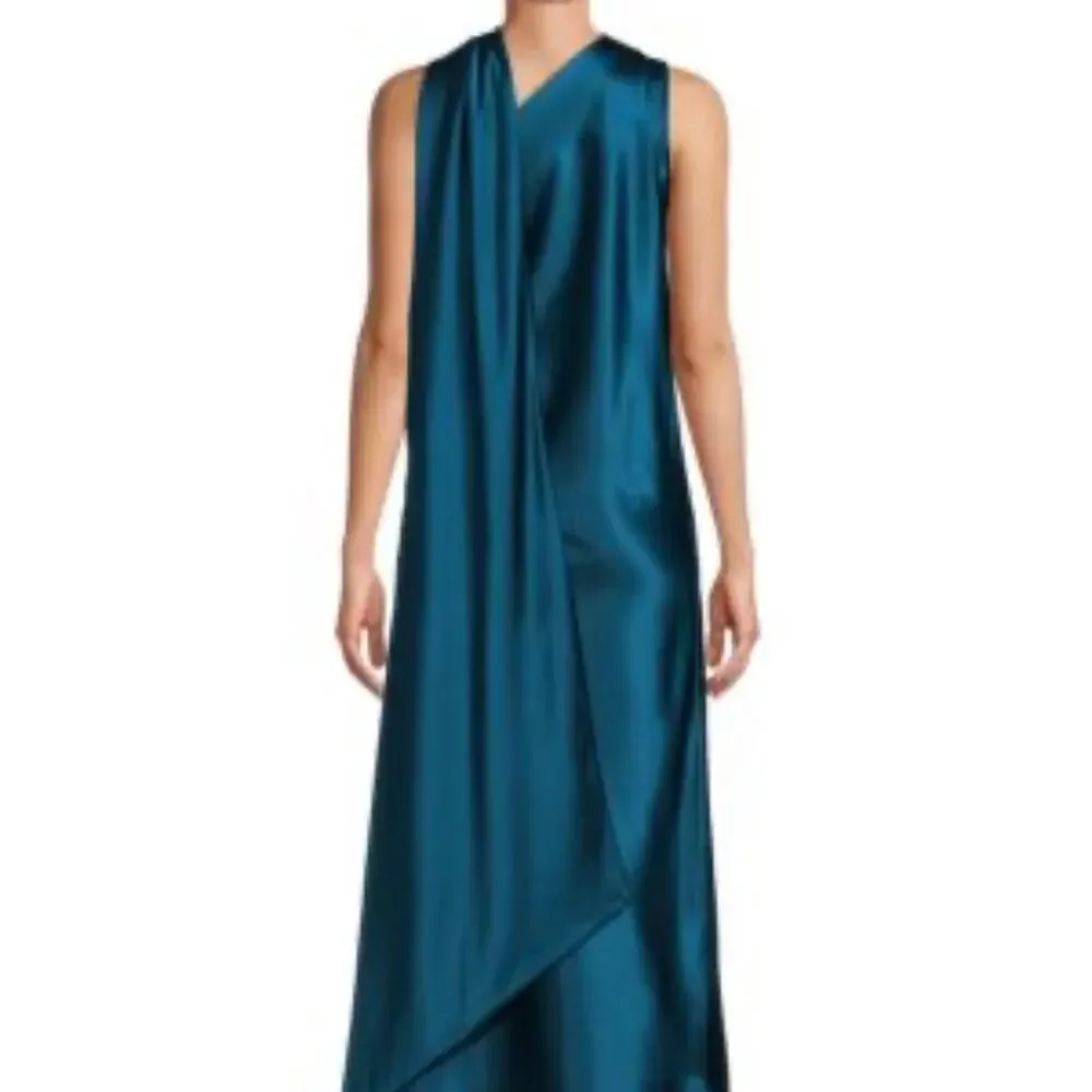 RENEE C. Women's One Shoulder Scarf Satin Midi Dress Medium NWT